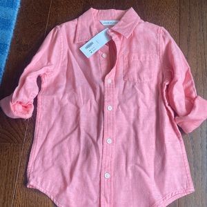 Boy’s cotton/linen peach button down shirt